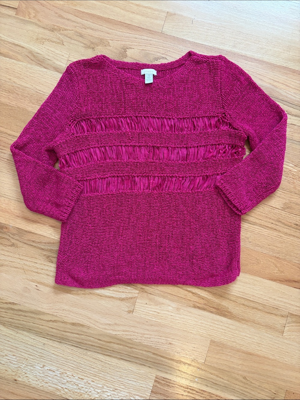 Chico's Fuchsia Textured Knit Pullover Sweater | Size 1 (Medium)